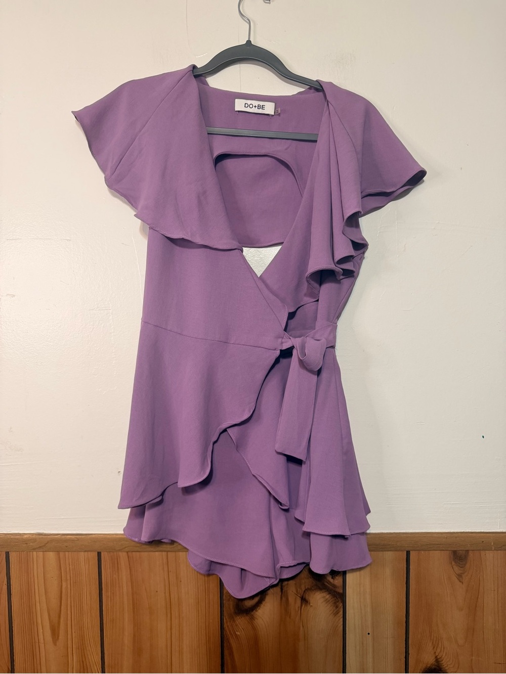 DO+BE Purple Ruffle Wrap Mini Dress